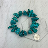 BR250120-35            Silver Navajo pearl beads with blue turquoise stone Bracelet