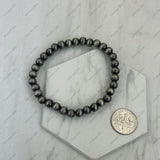 BR250120-43-SILVER              8 mm silver Navajo pearl beads Bracelet