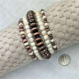 BR250308-19          Copper Navajo pearl beads and white turquoise stone beads strength Bracelet sets