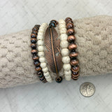 BR250308-20            Copper Navajo pearl beads and white turquoise stone beads strength Bracelet sets