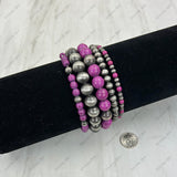 BR250308-25                Silver Navajo pearl with purple stone beads Bracelet sets