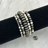 BR250308-28               Silver Navajo pearl with white stone beads Bracelet sets