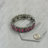 BR250430-01-BLUE              Silver metal with blue rectangle stone stretchy Bracelet