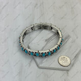 BR251010-01-BLUE               Silver metal with blue oval stone stretchy Bracelet