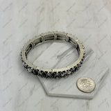 BR251010-01-BLUE               Silver metal with blue oval stone stretchy Bracelet