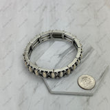 BR251010-01-BLUE               Silver metal with blue oval stone stretchy Bracelet