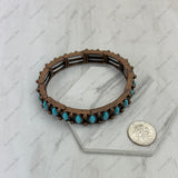 BR251010-02-BLUE               Copper metal with blue oval stone stretchy Bracelet