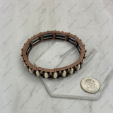 BR251010-02-BLUE               Copper metal with blue oval stone stretchy Bracelet