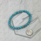 BR251126-05                 6mm blue turquoise stone beads stretch Bracelet