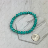 BR251126-05                 6mm blue turquoise stone beads stretch Bracelet