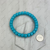 BR251220-05                10mm blue abacus turquoise stone beads stretch Bracelet