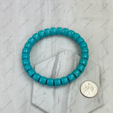 BR251220-05                10mm blue abacus turquoise stone beads stretch Bracelet