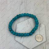 BR251228-04            Blue roundel turquoise stone beads stretch Bracelet