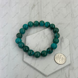 BR251228-05                                        Dark Blue round turquoise stone beads stretch Bracelet