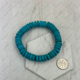 BR251228-07                             10 mm blue flat roundel turquoise stone beads stretch Bracelet