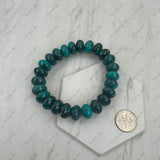 BR251228-10           12 mm dark blue roundel turquoise stone beads stretch Bracelet