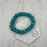 BR251228-11          12 mm blue roundel turquoise stone beads stretch Bracelet