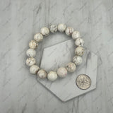 BR251228-13        12 mm white round turquoise stone beads stretch Bracelet