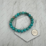 BR251228-16          8 mm light blue round stone beads stretch Bracelet