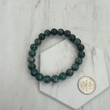 BR251228-20                 8 mm dark green jasper stone beads stretch Bracelet