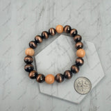BR251228-27                10 mm copper Navajo pearl with orange turquoise stone beads stretch Bracelet