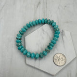 BR251228-29                 8 mm blue abacus turquoise stone beads stretch Bracelet