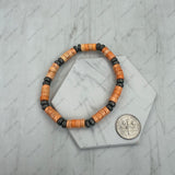 BR251228-35          6 mm Silver Navajo pearl with orange roundel stone beads stretch Bracelet