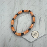 BR251228-38     6 mm copper Navajo pearl with orange turquoise roundel stone beads stretch Bracelet