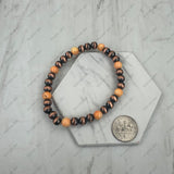 BR251228-45        6 mm copper Navajo pearl with orange turquoise stone beads stretch Bracelet