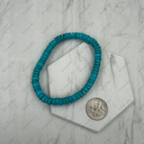 BR251228-48          6 mm dark blue roundel turquoise stone beads stretch Bracelet