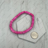 BR251228-51            6 mm hot pink roundel turquoise stone beads stretch Bracelet