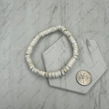 BR251228-53                 6 mm white roundel turquoise stone beads stretch Bracelet