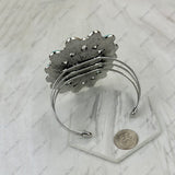 BR251230-01SL-WHITE                 Silver metal with white turquoise stone large flower Bungle