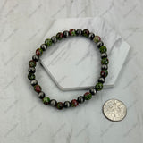 BR251230-01          Silver Navajo pearl with blue turquoise stone beads stretch Bracelet