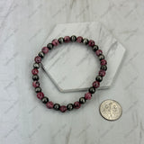 BR251230-01          Silver Navajo pearl with blue turquoise stone beads stretch Bracelet