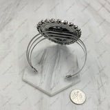 BR251230-04-BLACK            Silver metal with white and black stone bangle