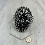 BR251230-04-BLACK            Silver metal with white and black stone bangle