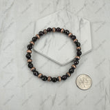 BR251230-13            Copper Navajo pearl with dark purple stone beads stretch Bracelet