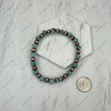 BR251230-13            Copper Navajo pearl with dark purple stone beads stretch Bracelet