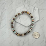 BR251230-13            Copper Navajo pearl with dark purple stone beads stretch Bracelet