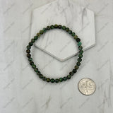 BR251230-46                4mm dark green turquoise stone stretch Bracelet