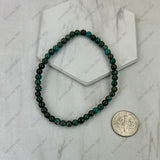 BR251230-46                4mm dark green turquoise stone stretch Bracelet