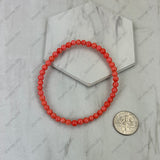 BR251230-49                4mm hot pink coral beads stretch Bracelet