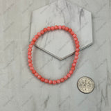 BR251230-49                4mm hot pink coral beads stretch Bracelet
