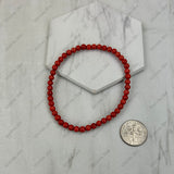 BR251230-49                4mm hot pink coral beads stretch Bracelet