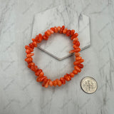 BR251230-53            Orange coral chips stretch Bracelet