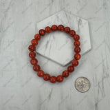 BR251230-57            8mm Orange coral beads stretch Bracelet
