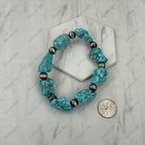 BR251230-67                Silver Navajo pearl with Blue turquoise nuggets stretch Bracelet