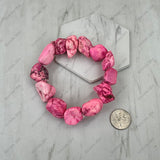 BR251230-70                Pink turquoise stone nuggets stretch Bracelet