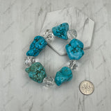 BR251230-76              Blue turquoise with clear crystal stone stretch Bracelet